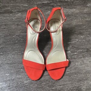 Bandolino Ankle Strap Sandals Women Madia2 US 6M Fire Red Faux Suede